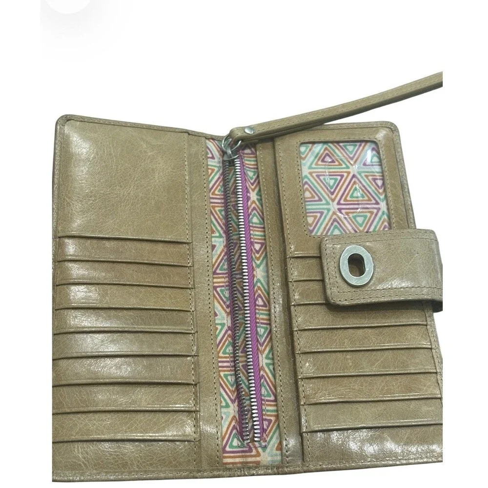 Hobo International Tan Leather Wristlet Wrist Bag Purse Wallet